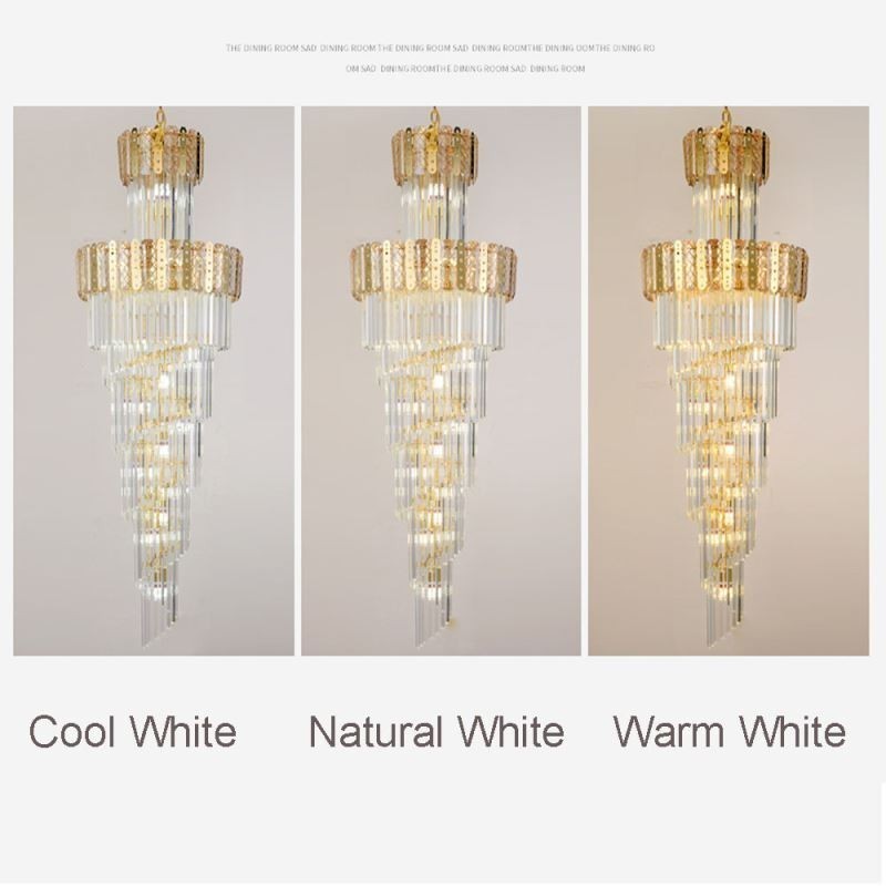 Lámpara colgante de cristal dorado, lujosa y decorativa, 60 x 180 cm de alto.