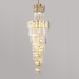 Lámpara colgante de cristal dorado, lujosa y decorativa, 60 x 180 cm de alto.