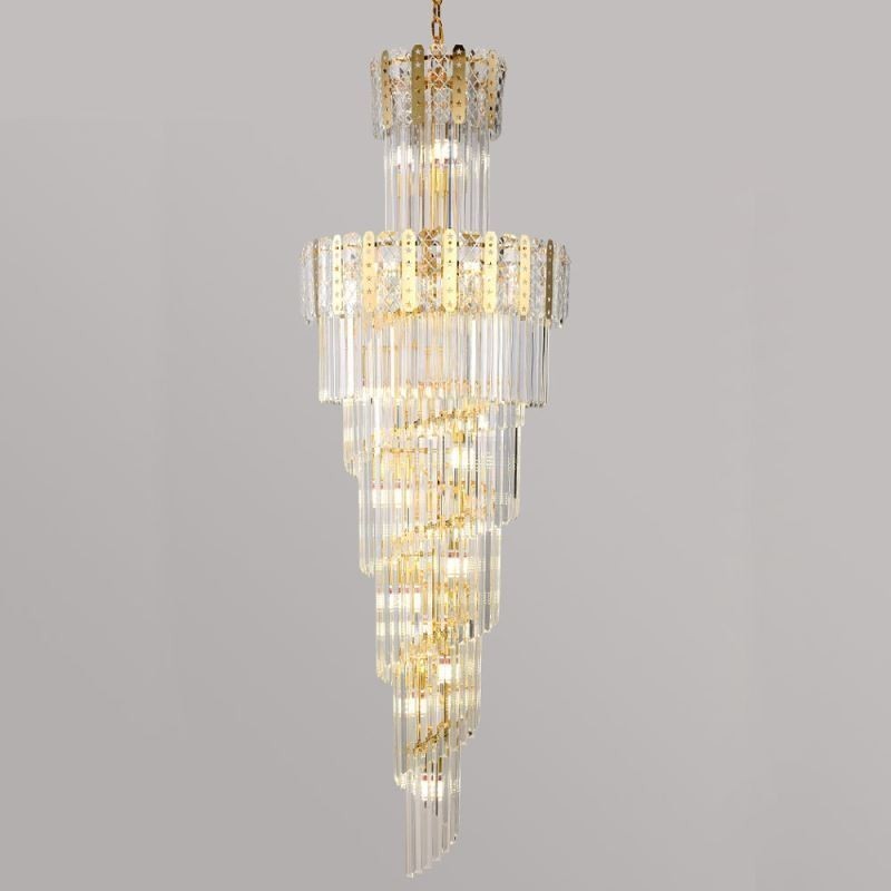 Lámpara colgante de cristal dorado, lujosa y decorativa, 60 x 180 cm de alto.