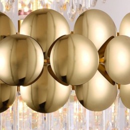 Lámpara colgante de cristal chapado en oro de lujo, lámpara de techo decorativa de 60 cm