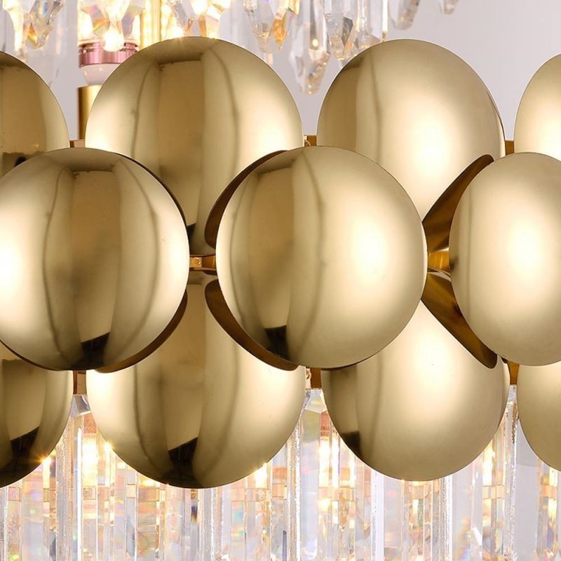 Lámpara colgante de cristal chapado en oro de lujo, lámpara de techo decorativa de 60 cm