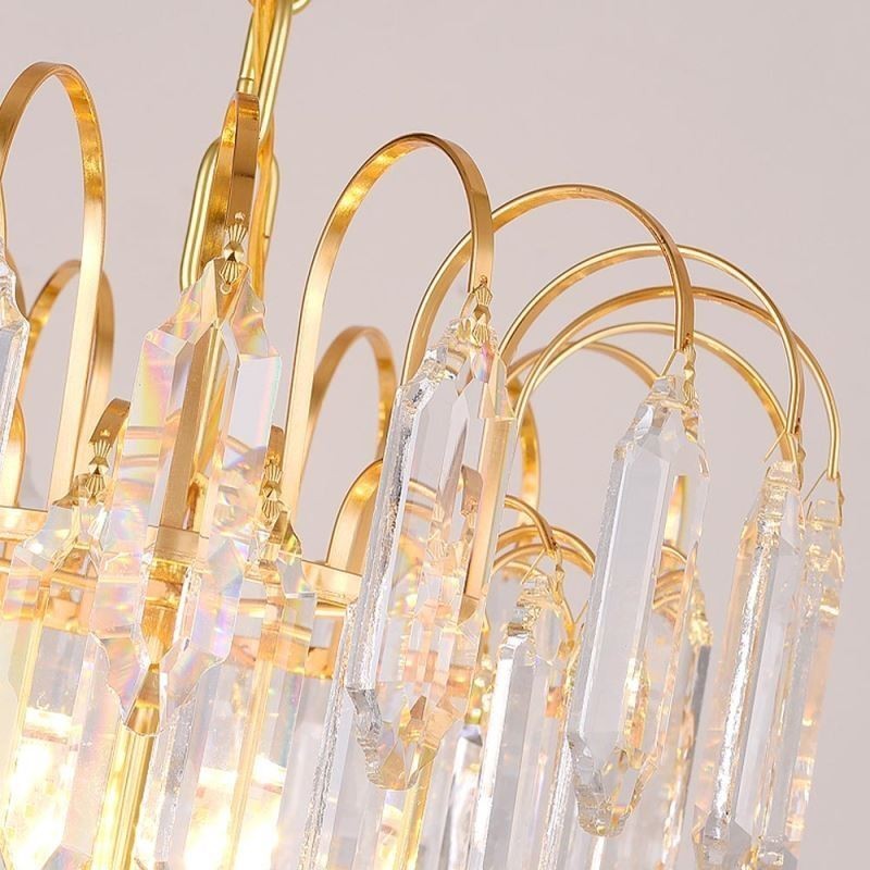 Lámpara colgante de cristal chapado en oro de lujo, lámpara de techo decorativa de 60 cm