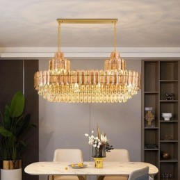 Lámpara colgante de cristal rectangular de lujo, lámpara de techo decorativa de 100 cm