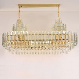 Lámpara colgante de cristal rectangular de lujo, lámpara de techo decorativa de 100 cm