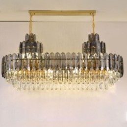 Lámpara colgante de cristal rectangular de lujo, lámpara de techo decorativa de 100 cm