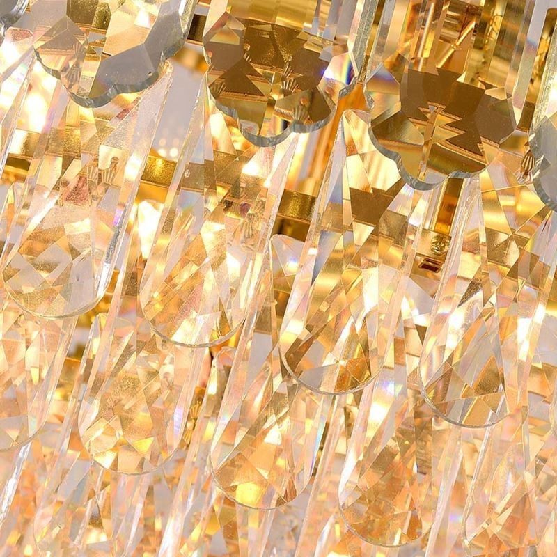 Lámpara colgante de cristal rectangular de lujo, lámpara de techo decorativa de 100 cm