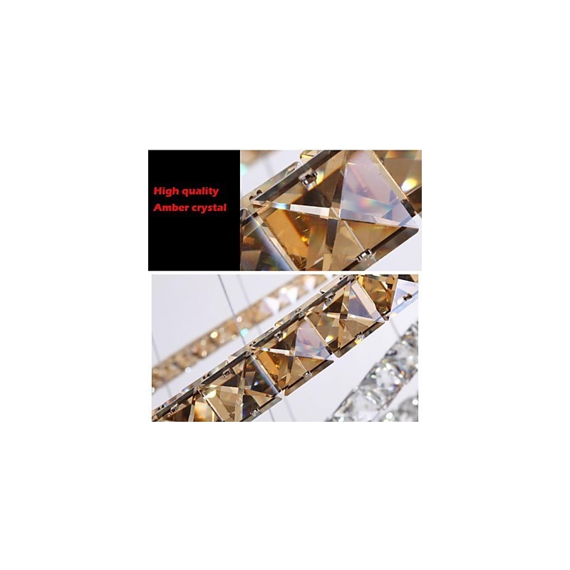 Lámpara colgante de cristal, lámparas de iluminación modernas, cristal ámbar K9, anillo único redondo de 30 cm