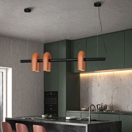 Lámpara de techo de hierro forjado en forma de U, lámpara colgante con pantalla giratoria de 90° Lámpara de techo de hierro forjado en forma de U, lámpara colgante con pantalla giratoria de 90°