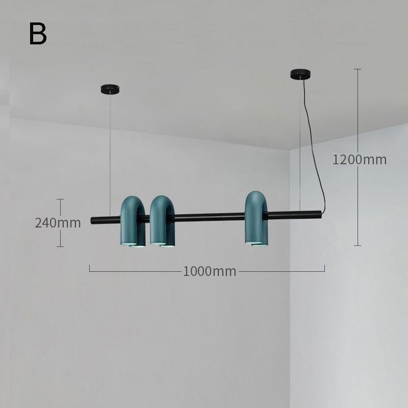 Lámpara de techo de hierro forjado en forma de U, lámpara colgante con pantalla giratoria de 90°