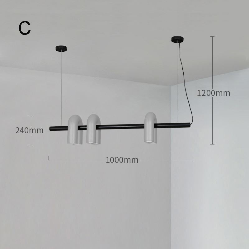 Lámpara de techo de hierro forjado en forma de U, lámpara colgante con pantalla giratoria de 90°