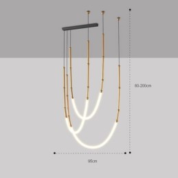 Lámpara colgante Creative Line de bambú, luz de techo, negro y dorado