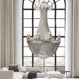 Lámpara colgante de cadena de aluminio, luz creativa, luz decorativa de lujo con borlas, luz dorada y plateada