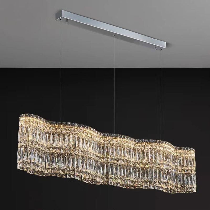 Lámpara colgante de cristal larga, lámpara de techo decorativa de lujo