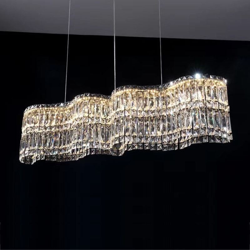 Lámpara colgante de cristal larga, lámpara de techo decorativa de lujo