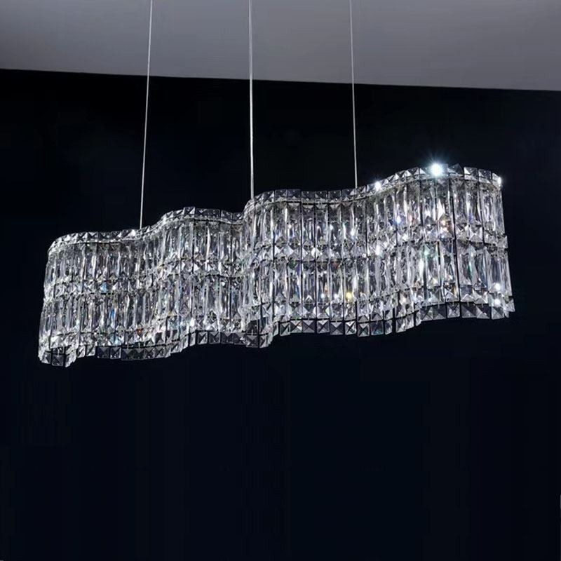 Lámpara colgante de cristal larga, lámpara de techo decorativa de lujo