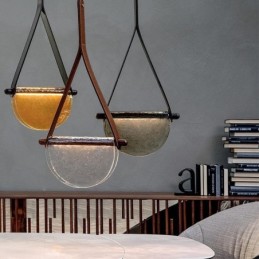 Lámpara colgante moderna minimalista con cinturón de cristal para techo