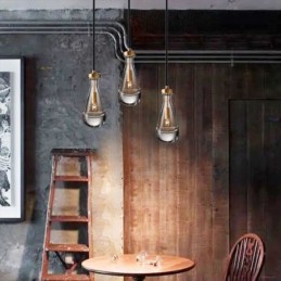 Lámpara colgante de gota de agua, moderna lámpara de techo minimalista de cobre con arte