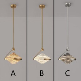 Lámpara colgante moderna minimalista de hierro forjado y cristal de lava.
