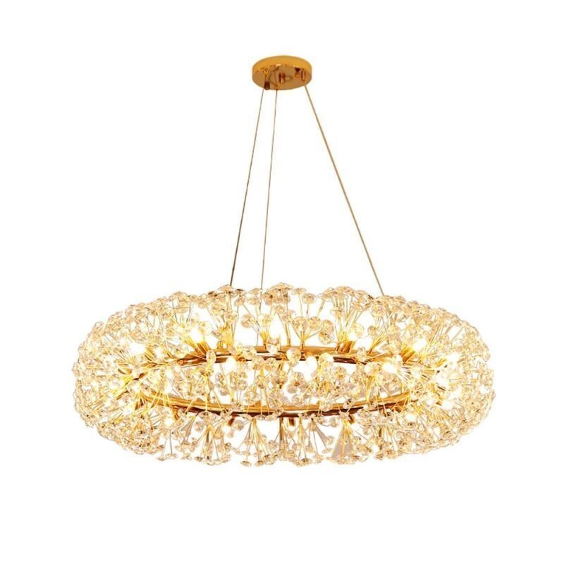Lámpara colgante moderna minimalista de hierro forjado circular con forma de flor de sol.