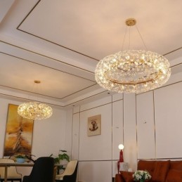 Lámpara colgante moderna minimalista de hierro forjado circular con forma de flor de sol.