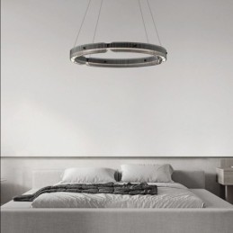 Lámpara colgante circular de 60 a 80 cm, de cristal, regulable sin escalonamientos, con control remoto.