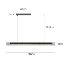 Lámpara colgante de techo de cristal de 100 cm con regulación continua y control remoto.
