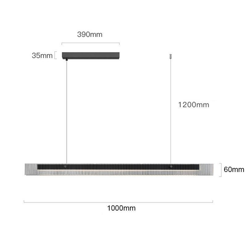 Lámpara colgante de techo de cristal de 100 cm con regulación continua y control remoto.