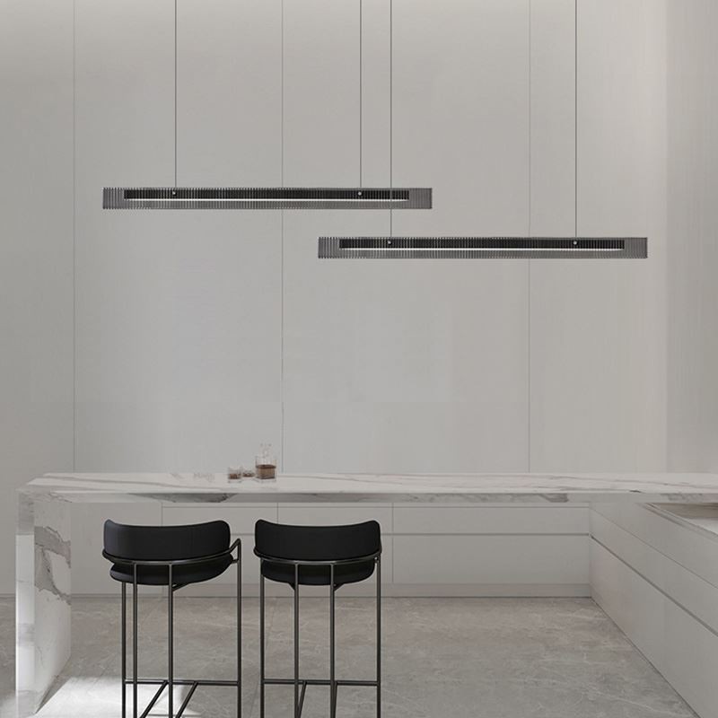 Lámpara colgante de techo de cristal de 100 cm con regulación continua y control remoto.