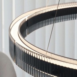 Lámpara colgante de cristal de 60 a 80 cm, luz de techo circular, regulable sin escalonamientos con control remoto