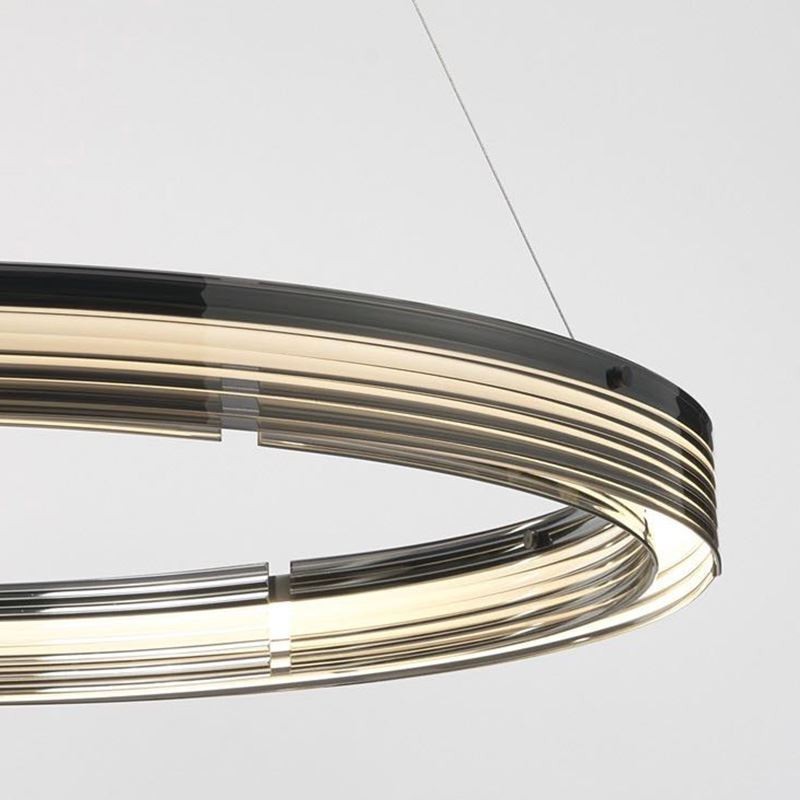 Lámpara colgante de techo de cristal circular de 60 y 80 cm con atenuación tricromática