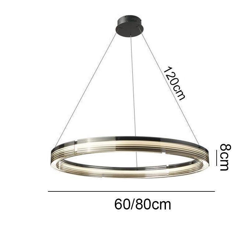 Lámpara colgante de techo de cristal circular de 60 y 80 cm con atenuación tricromática