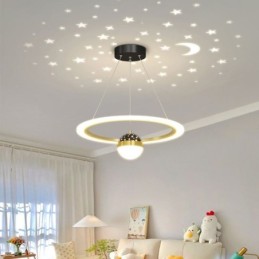 Lámpara colgante minimalista de hierro forjado acrílico con forma de estrella y anillo de techo