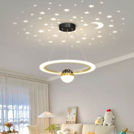 Lámpara colgante minimalista de hierro forjado acrílico con forma de estrella y anillo de techo Lámpara colgante minimalista de hierro forjado acrílico con forma de estrella y anillo de techo