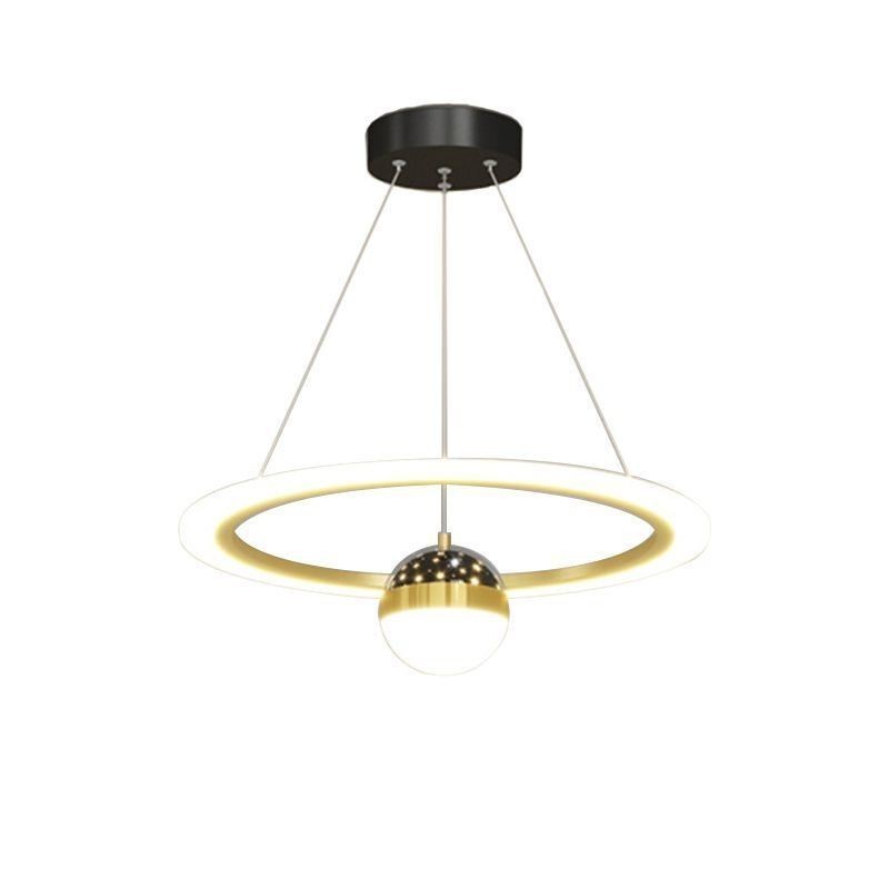 Lámpara colgante minimalista de hierro forjado acrílico con forma de estrella y anillo de techo