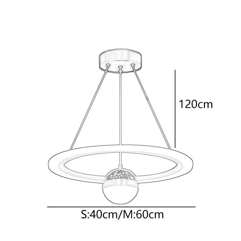 Lámpara colgante minimalista de hierro forjado acrílico con forma de estrella y anillo de techo