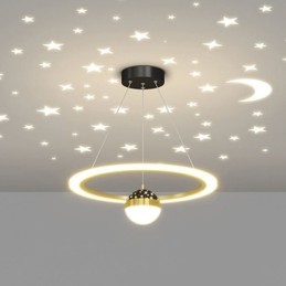 Lámpara colgante minimalista de hierro forjado acrílico con forma de estrella y anillo de techo