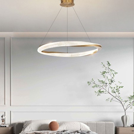 Lámpara colgante de hierro forjado con anillo acrílico y luz de techo circular simple Lámpara colgante de hierro forjado con anillo acrílico y luz de techo circular simple
