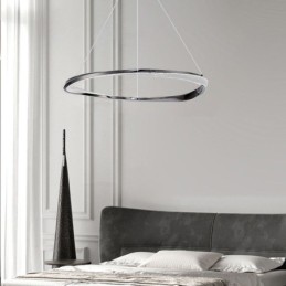 Lámpara colgante de hierro forjado con anillo acrílico y luz de techo circular simple