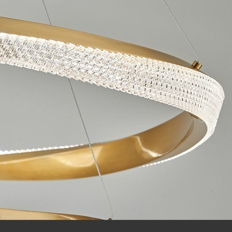 Lámpara colgante de hierro forjado con anillo acrílico y luz de techo circular simple