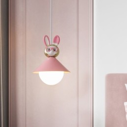 Lámpara colgante moderna minimalista G9 de hierro forjado con forma de conejo y resina.