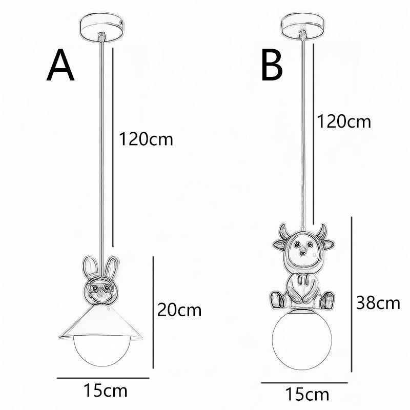 Lámpara colgante moderna minimalista G9 de hierro forjado con forma de conejo y resina.