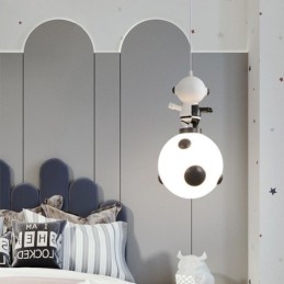Lámpara colgante minimalista de hierro forjado con diseño de alunizaje, pequeña lámpara de techo