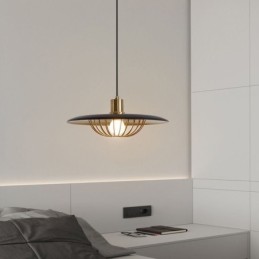 Lámpara colgante nórdica de hierro forjado con forma de disco creativo