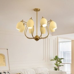 Lámpara colgante nórdica creativa de hierro forjado, cobre, color natural, con estambres, luz de techo