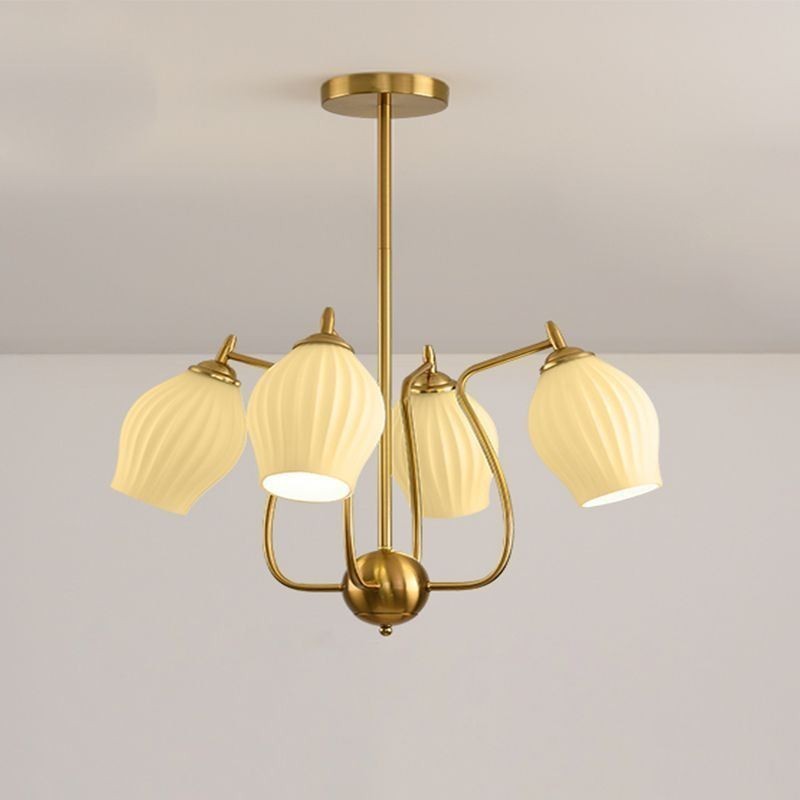 Lámpara colgante nórdica creativa de hierro forjado, cobre, color natural, con estambres, luz de techo