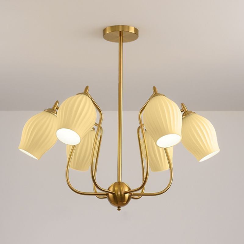 Lámpara colgante nórdica creativa de hierro forjado, cobre, color natural, con estambres, luz de techo