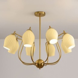 Lámpara colgante nórdica creativa de hierro forjado, cobre, color natural, con estambres, luz de techo