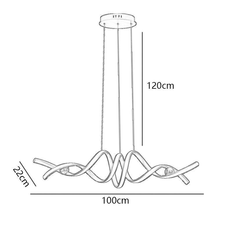 Lámpara colgante minimalista de aluminio con diseño de espiral.