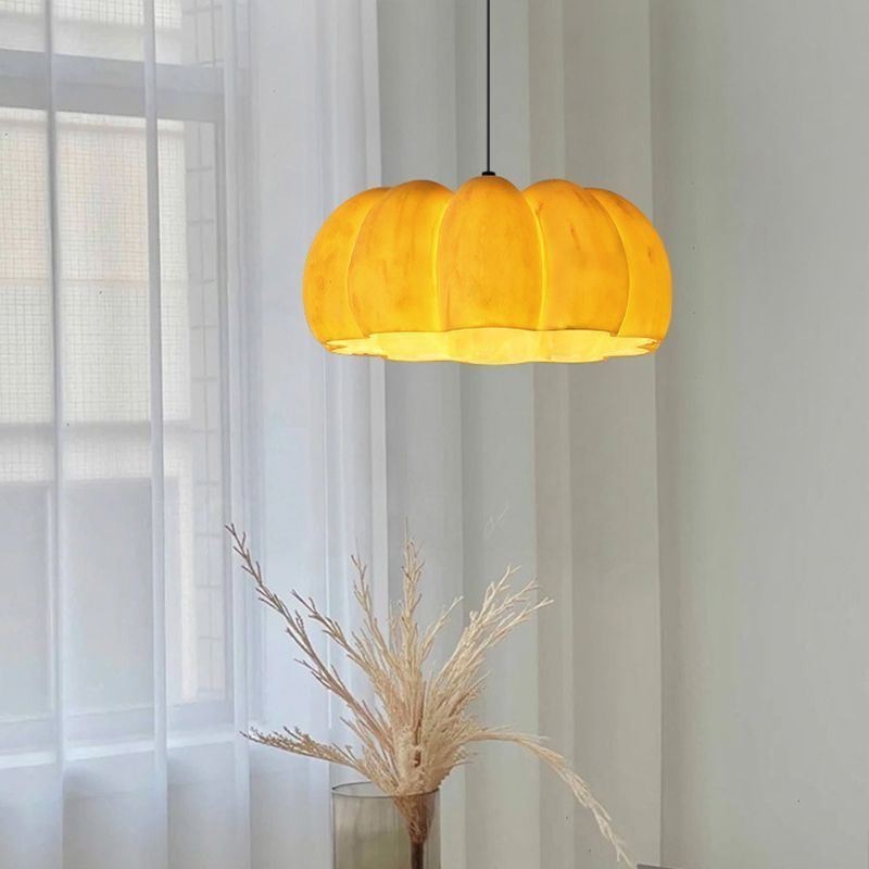 Lámpara colgante de calabaza de una sola cabeza, lámpara de techo retro japonesa