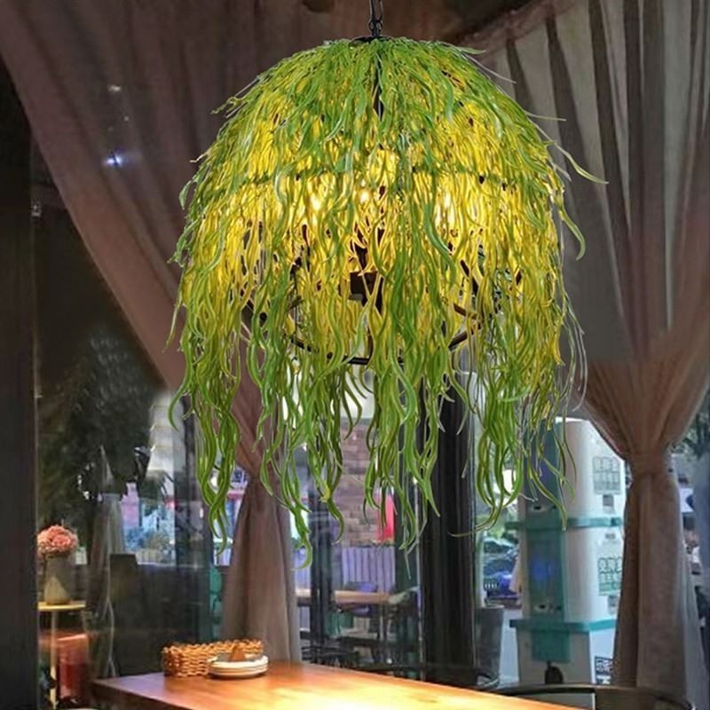 Lámpara de araña moderna de estilo industrial decorativa con luz vegetal para tienda de música